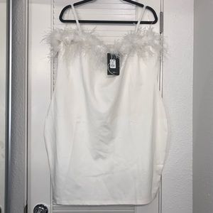Fashion Nova Curve White Faux Fur Mini Dress